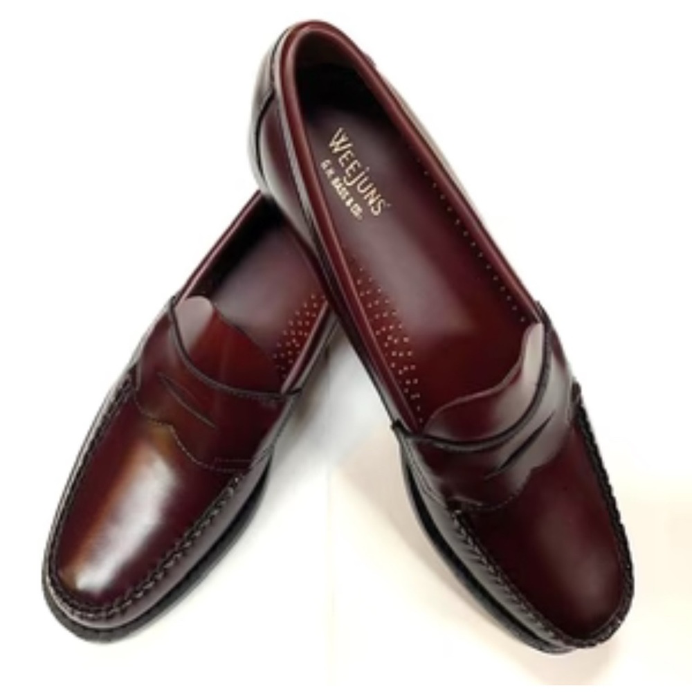 GH Bass weejuns Men's Classic Leather Loafers Burgundy - Picture 4 of 13